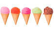 Ice cream scoops on cones 