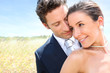 Bride and groom on their wedding day