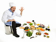 Chef scared seeing all the ingredients to create a new recipe