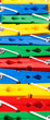 Closeup image of colorful clothespins