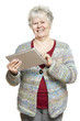 Senior woman using tablet computer smiling