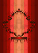 Vektor: Red vintage frame on the multicolored striped background Red vintage frame on the multicolored striped background