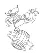 Vector: pirate on a barrel outlined pirate on a barrel outlined