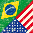 Brazil and USA grunge Flag