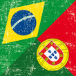 Brazil and Portugal grunge Flag