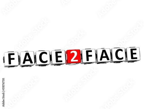 Illustration: 3D Face To Face Button Click Here Block Text 3D Face To Face Button Click Here Block Text