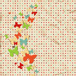 Butterfly design over vintage paper, dot pattern