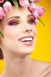 Beautiful woman with flower wreath.