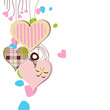 Love card, hanging decorative hearts