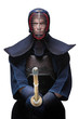 Portrait of equipped kendoka with shinai