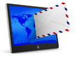 Illustration: tablet and envelope on white background. Isolated 3D image tablet and envelope on white background. Isolated 3D image