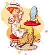 Woman trying on hat
