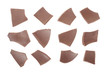 Photo: Chocolate pieces and chips collection on white, clipping path Chocolate pieces and chips collection on white, clipping path