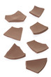 Chocolate pieces set on white with clipping path
