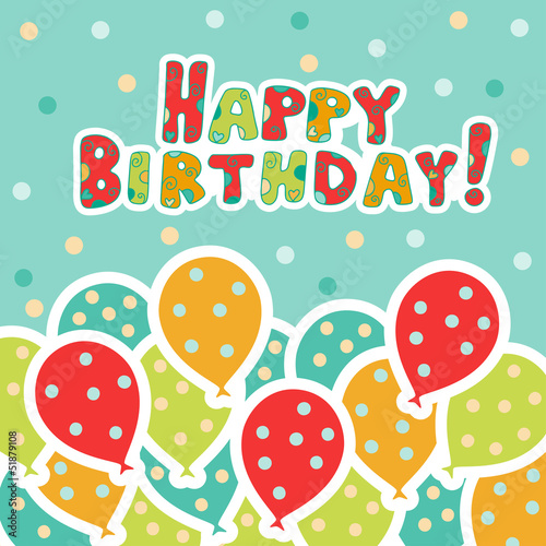 Vector: Holiday happy birthday background with balloons Holiday happy birthday background with balloons