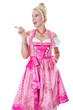 Frau isoliert im pinkfarbenen Dirndl