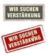 Stempel rot WIR SUCHEN...