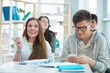 High School students. Group of students sitting together in clas