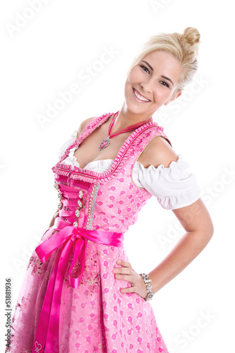 Photo: Blonde Frau aus Bayern isoliert im Kleid Blonde Frau aus Bayern isoliert im Kleid