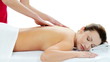 Woman enjoy receiving massage at spa