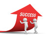 Illustration: 3d people - men, person pushing red arrow. Concept of success. 3d people - men, person pushing red arrow. Concept of success.