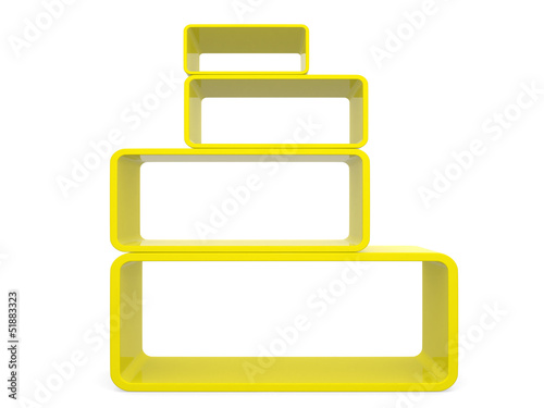 Photo: 3d isolated Empty yellow bookshelf 3d isolated Empty yellow bookshelf