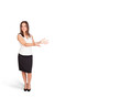 young woman presenting white copy space