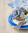 Place Setting with Forgetmenot Flowers