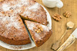Walnut pie on a wooden board
