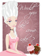Vector: Poster with queen Marie Antoinette and cakes Poster with queen Marie Antoinette and cakes