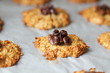 Baked oat cookies with a walnut