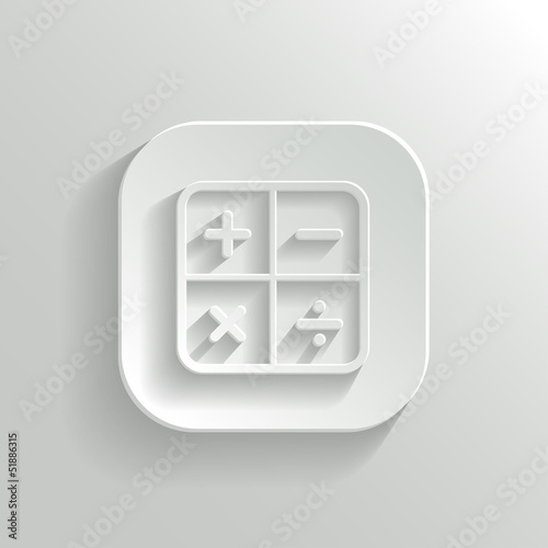 Vector: Calculator icon - vector white app button Calculator icon - vector white app button