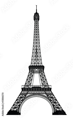 Naklejka dekoracyjna Eiffel Tower Black Silhouette Vector Illustration