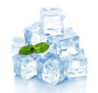 Ice cubes with mint isolated on white