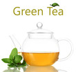 Teapot with mint isolated on white