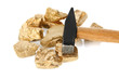 Golden nuggets with hummer isolated on white