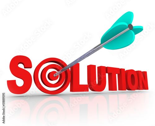 Illustration: Solution Word 3D Letters Solved Problem Arrow Target Bulls-Eye Solution Word 3D Letters Solved Problem Arrow Target Bulls-Eye