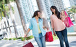 Female shoppers having fun