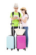 Photo: happy couple tourist with tablet pc happy couple tourist with tablet pc