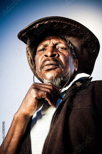 Photo: old african farmer with cowboy hat old african farmer with cowboy hat