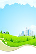 Vector: Green Landscape with City Green Landscape with City