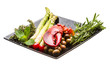 Lobster leg with salad and asparagus