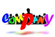 Company 3D icon have people a black in the background