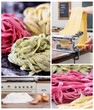Collage of assorted fresh pasta making related images