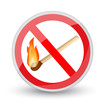 prohibited sign with a burning match