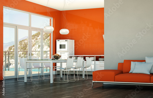 Illustration: Wohnküche orange Wohnküche orange