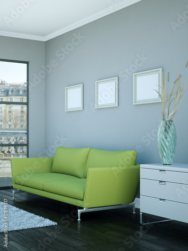 Illustration: Wohndesign - grünes Sofa Wohndesign - grünes Sofa