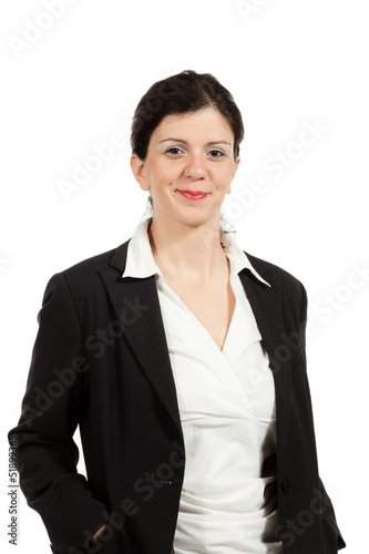 Photo: nice woman with black jacket, portrait in studio nice woman with black jacket, portrait in studio