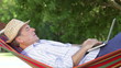 Video: Senior Man In Hammock Using Laptop Computer Senior Man In Hammock Using Laptop Computer