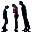 family father mother daughter dispute reproach silhouette